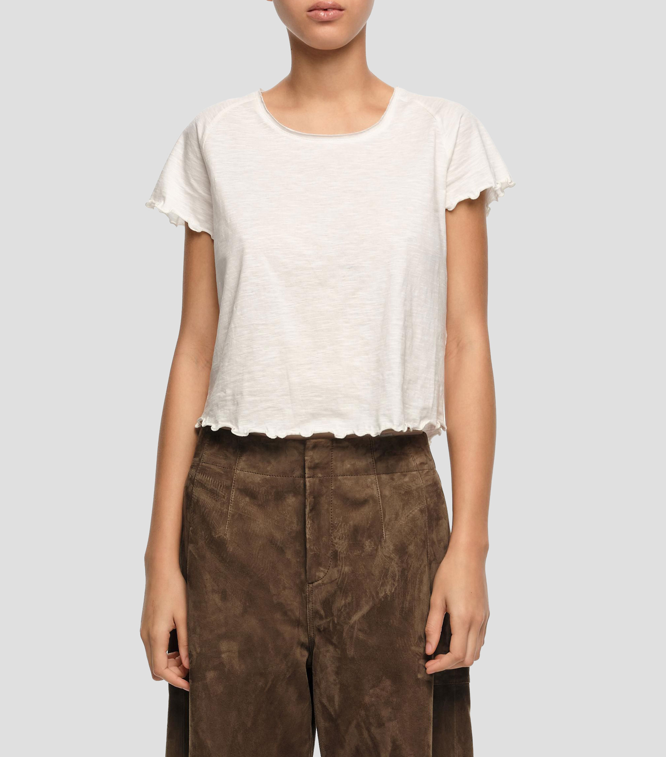Playera ajustada ranglán marfil Mujer